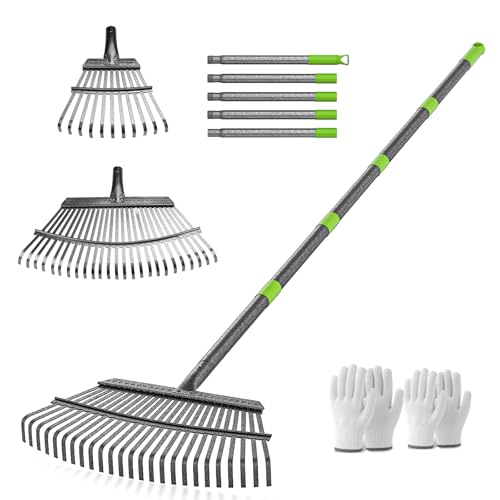 ZHJAN 2-in-1 Dual Head Garden Rake with Adjustable Handle