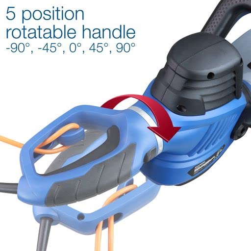 Hyundai 680w 610mm Corded Electric Hedge Trimmer Pruner, Rotatable Handle, 10m Power Cord, Handle Branches Up to 24mm in Diameter, 4.14kg, 3 Year Warranty
