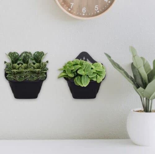 HOMION Athens wall flower planter Garden plant wall mount basket 32cm (Black, 6)