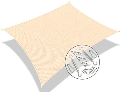 VOUNOT Sun Shade Sail Rectangle 3m x 2.5m Ivory