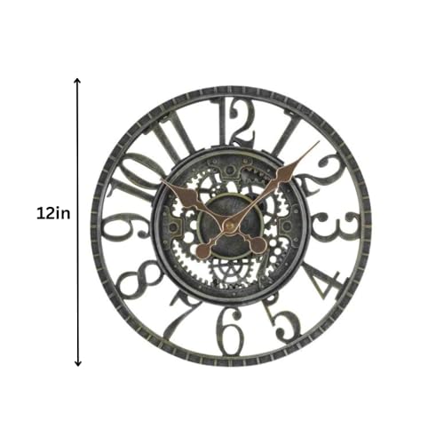 Marco Paul Large Outdoor Wall Clock 12 in Outside Waterproof Garden Clock Quartz Battery Operated Round Clocks Retro Home Kitchen Living Room Decor Clocks