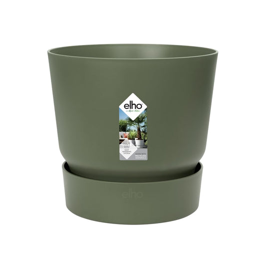 elho Greenville Round 25 - Plant Pot for Indoor & Outdoor - 100% Recycled Plastic - Ø 24.5 x H 23.3 cm - Green/Leaf Green