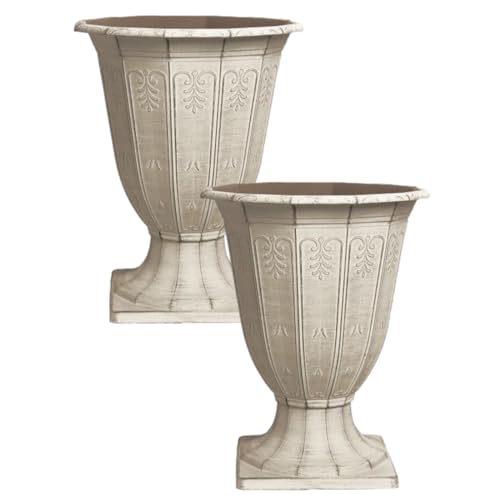 Fyne-Finds Grey Calista Vintage Urn Planters – Set of 2