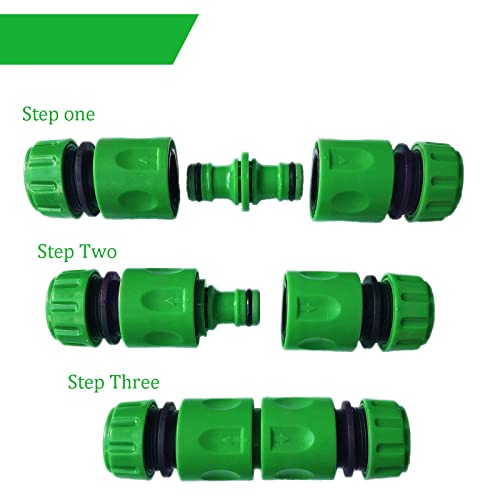 10Pack Garden Pipe Fittings Kit for Outdoor Tap - 2 Double Male & 6 Quick Snap Connectors, 2 Hose Tap Connectors (1/2'' & 3/4'' Size 2-in-1)