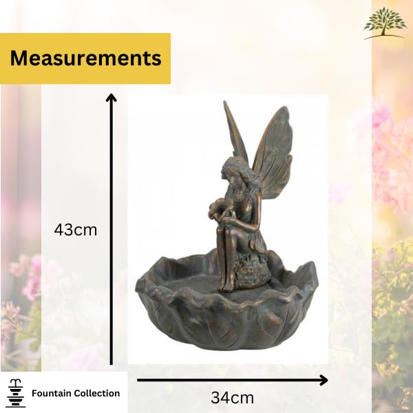 Garden Mile Solar Water Fountain Magical Fairy Water Feature Garden Solar Water Statue Ornament (Fairy Leaf)