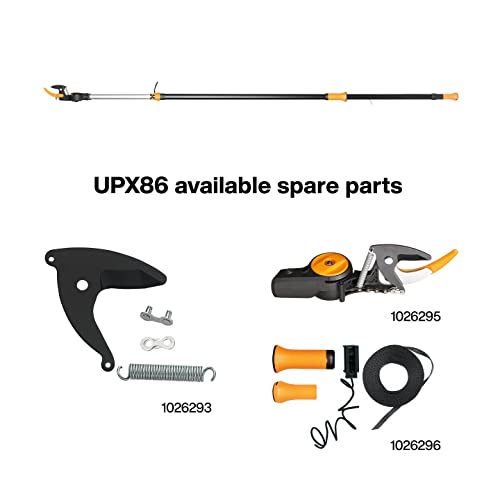 Fiskars PowerGear X Telescopic Tree Pruner UPX86, Non-stick Coated, Steel Blade/Aluminium Handle, Length 2.4 - 4 m, Black/Orange, 1023624