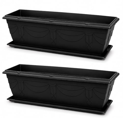VR7 60cm Window Box Planter with Tray – 2 Pack