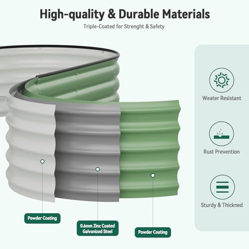 Warmiehomy 2 Packs 160x80x42cm Raised Beds for Garden, Metal Planter Box Outdoor with Reinforced Rods, Rounded Galvanised Bottomless Raised Beds for Vegetables, Flowers and Herbs, Green