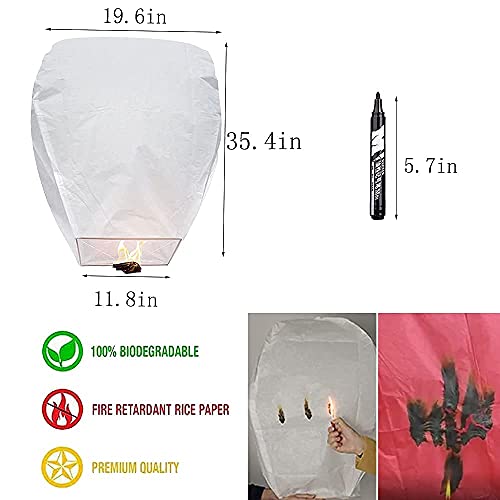 SJOAUET 6 Pack Chinese Sky Lanterns, Latest Portable packaging, Biodegradable Eco-Friendly Chinese Paper Lanterns to Release in memory Wish for New Year, Weekends, Holidays and Festivals