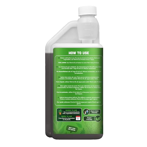 envii SeaFeed Xtra – Organic Seaweed Fertiliser, Liquid Outdoor Plant Food Ideal for all Plants, Lawns, Gardens and House Plants, Rich in Additional Nutrients - 1 Litre Makes up to 500L