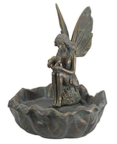 Garden Mile Solar Water Fountain Magical Fairy Water Feature Garden Solar Water Statue Ornament (Fairy Leaf)