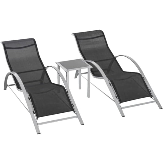 Garden Mile 2 X Garden Sun Lounger Strong Steel Gravity Chair Tanning Bed Garden furniture Sunlounger Patio Outdoor Waterproof (Sun Lounger Set)