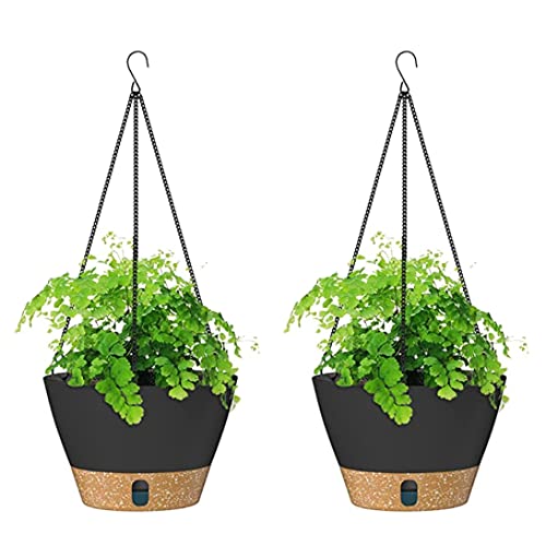 XJKLBYQ Hanging Planters,2Pcs Self Watering Hanging Pots,Indoor Outdoor Hanging Baskets,Plastic Hanging Flower Pot for Home Garden Decor