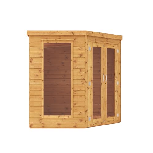 WALTONS | Wooden Corner Summerhouse | Shiplap Tongue & Groove | Garden Room | Flat Roof | Double Door | Outdoor Sun Room | 7ft 8ft 9ft | 10 Year Anti Rot Guarantee | (7ft x 7ft)