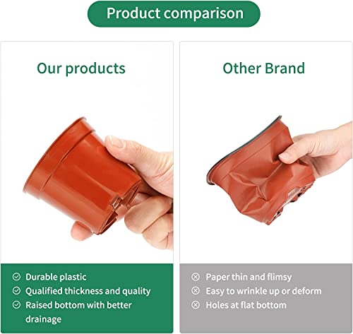 LATERN 60Pcs Plastic Flower Pots, 7.5CM Plant Nursery Pots Small Flower Container Seedling Pots with Drainage Holes for Succulent Fruit Vegetable Seedlings Transplanting - with 100Pcs Plant Labels