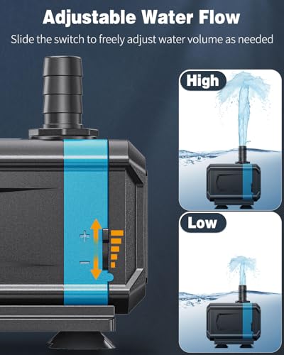 Pawfly Aquarium Submersible Water Pump 2100L/H Ultra Quiet Water Fountain Pump with 2 m Lift Height Adjustable Water Pump for Fish Tanks Ponds Gardens Waterfalls Statuary and Sumps