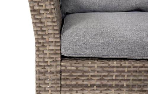 Backyard Furniture Chesterton Luxury 5 Seater Deepseating Rattan Garden Lounge Set with Cushions, Black, 230 x 146 x 67 cm *UPDATED fabric*, Black