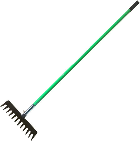 AAMEN 12 Teeth Garden Rake Garden Tools, Heavy Duty Soil Rake Hand Tools, Leaf Rake For Gardening, Carbon Steel Rake Gardening Tools, Leaf Collector, Garden Rake For Leaves_Black(120x32x9cm)