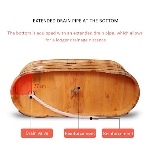 ZCBYBT Mobile Spa Deep Soaking Tub Japanese Style Solid Wood Soaking Tub Free Standing Wooden Bathtub with Armrest,140cm