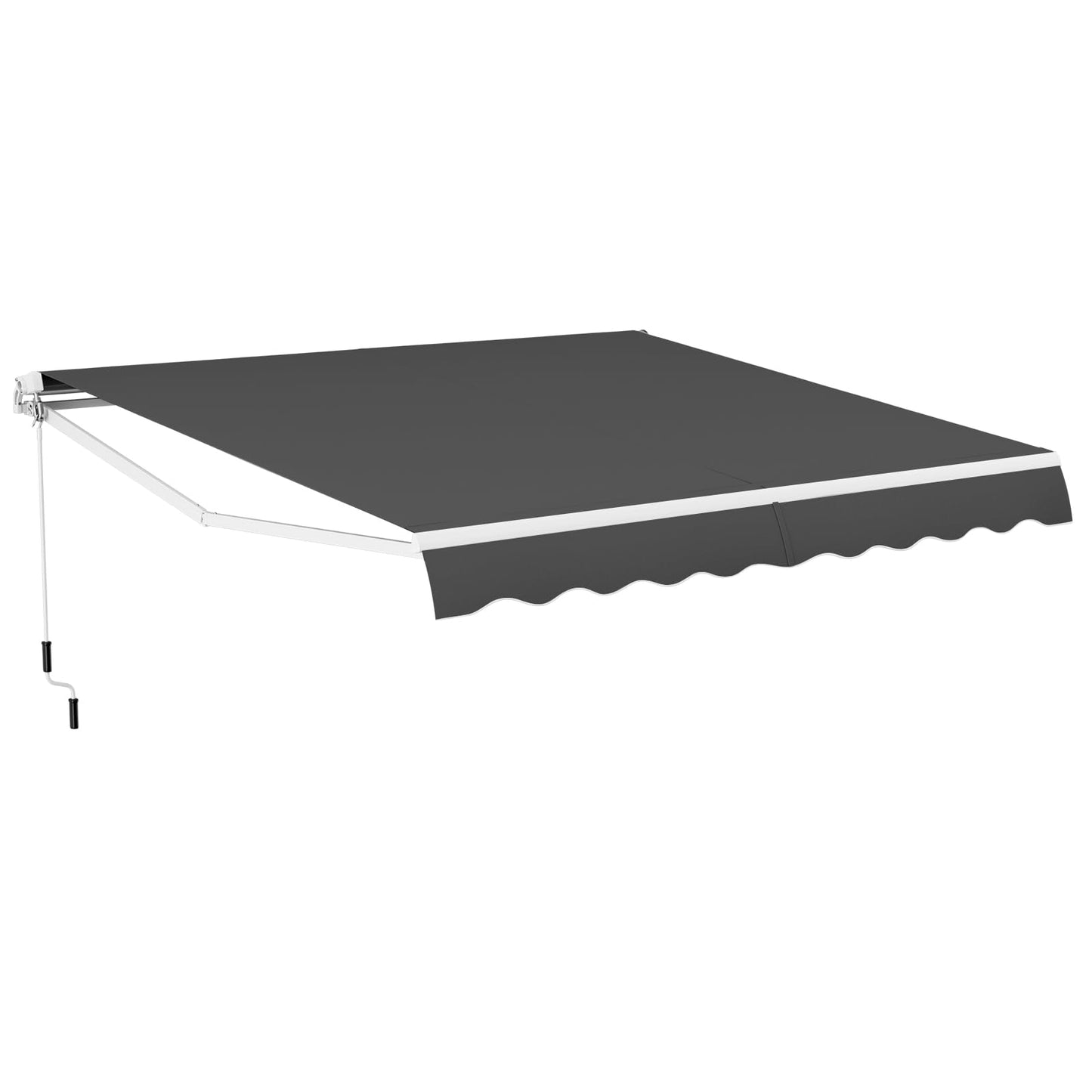 COSTWAY 3 x 2.5m/3 x 3.6m Retractable Manual Awning, Anti-UV and Waterproof Garden Patio Canopy with Hand Crank, Aluminum Sun Shade Shelter for Balcony Yard(3m x 3.6m, Grey)
