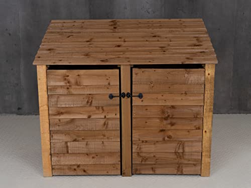 Wooden Log Store 4Ft With Doors (W-146cm, H-126cm, D-88cm), brown finish (Without kindling shelf)