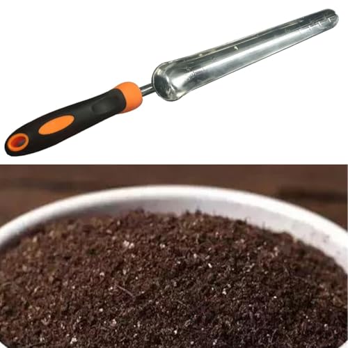 ZMdooreasy Manual Gardening Transplant Spade Rust-Resistant Stainless Steel Planting Tool Orange Handle 33cm Length
