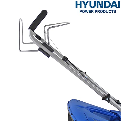 Hyundai Petrol Self Propelled Lawnmower, 17"/43cm 139cc, Recoil Pull Start, 5 Adjustable Cutting Heights, Large 45l Grass Collector Bag, Foldable Handles, 3 Year Warranty,