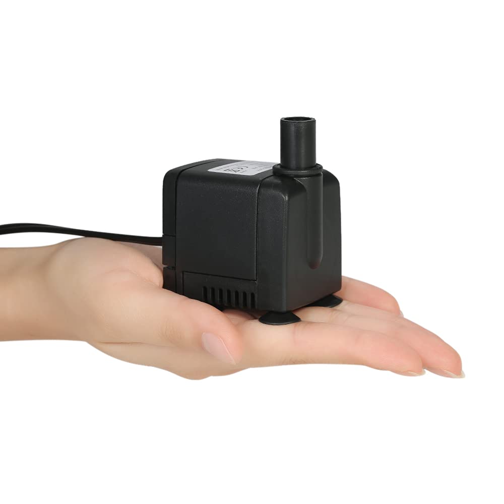 Decdeal 450L/H 6W Submersible Water Pump for Aquarium Tabletop Fountains Pond Water Gardens and Hydroponic Systems with 2 Nozzles AC220-240V