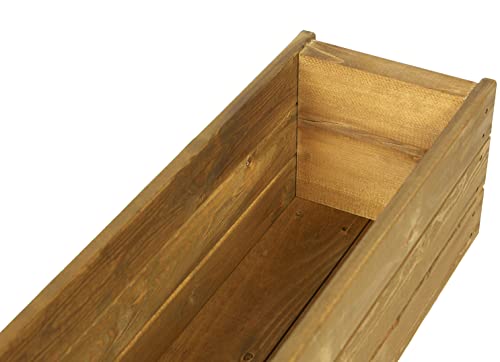 Wooden Garden Planter Flower Plant Pot Basket Trough Outdoor Timber Long Rectangular Large Herb Planter Boxes Brown Wood Stain Finish