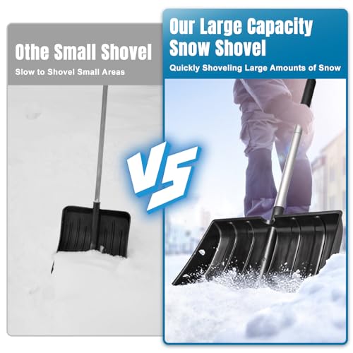 LESOLEIL Snow Shovel for Driveway Car Garage Home Snow Removal, Heavy Duty 48inch Long Large Capacity Portable Folding Snow Shovel for Garden Car Camping Outdoor