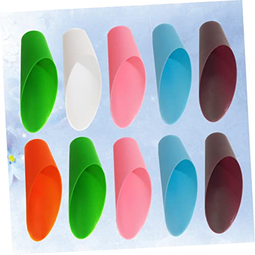 POPETPOP 10pcs Miniature Garden Trowel Set Small Plastic Soil Scoop for Mulch Potting Planting Random Color