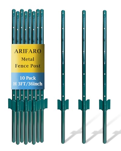ARIFARO Metal Fence Posts 91cm – Pack of 10