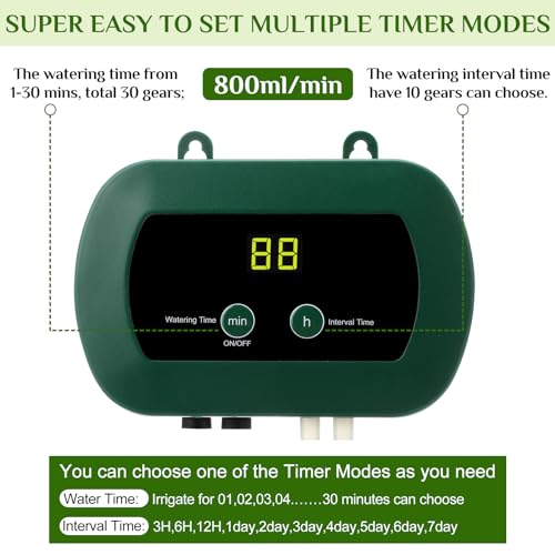 Anpress Automatic Watering Irrigation System 5W Solar Micro Drip Irrigation Kit Auto DIY Watering System with 30Pots and 10 Timing Modes for Plants on The Balcony, in The Plant Bed and Green House