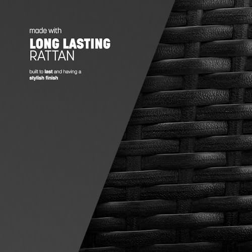 KEPLIN 4-Piece Rattan Garden Furniture Set Outdoor Lounger Sofa, Stackable Chairs & Bistro Table - UV-Resistant, Easy Storage - Patio Dining (Black)