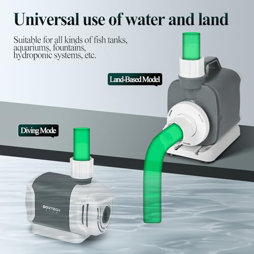 boxtech Adjustable Ultra Quiet Fountain Water Pump, 1500L/H 25W Aquarium Water Pump with Filter for Aquarium, Fish Tank, Pond, Fountains, Pool with 3 Nozzles