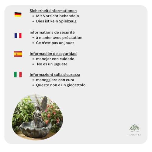 Garden Mile Solar Water Fountain Magical Fairy Water Feature Garden Solar Water Statue Ornament (Fairy Leaf)