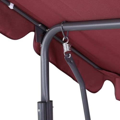 CASARIA® Hollywood Canopy Swing Chair | 2 Seater | Weatherproof Rocking Bench with Roof and Backrest | Non-Slip Feet | Outdoor Garden Patio Seat | Up to 200kg | Ruby Red