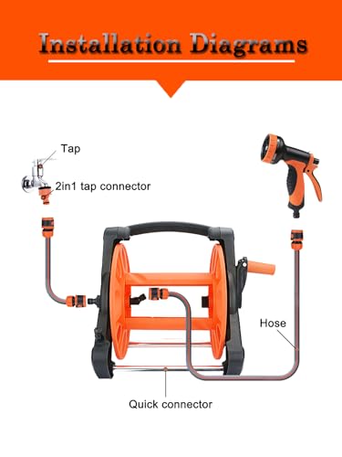 Alederways Garden Hose Pipe, 1/2" UV-Resistant Long Hose, 4 Layers Explosion Proof Braided Reinforced Outdoor Water HosePipes for Garden Including Hose End Quick Connector (Orange Grey, 10M/33Ft)