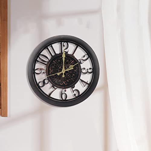 ALEOHALTER Wall Clock, Outdoor Clock Silent Non-Ticking Metal Clock Decorative Clock Hanging for Patio Garden, Pool, Home Office School Kitchen Use(Black)