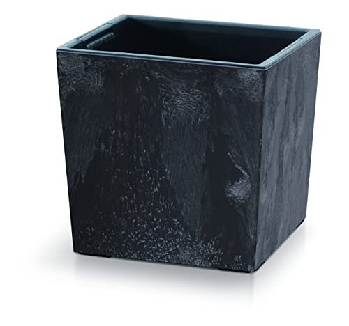 URBNLIVING Medium Square Modern Concrete Look Planter Flower Plant Pot Indoor Outdoor Garden Decor Contemporary D24cm xH23.5cm (Anthracite)