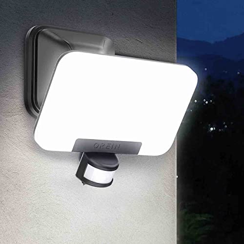 OREiN Security Lights Outdoor Motion Sensor, 24W Warm/Cool White Adjustable 2800 Lumen PIR Motion Sensor Floodlight, IP65 Waterproof, Outside Light Mains Powered for Garden, Patio, Backyard