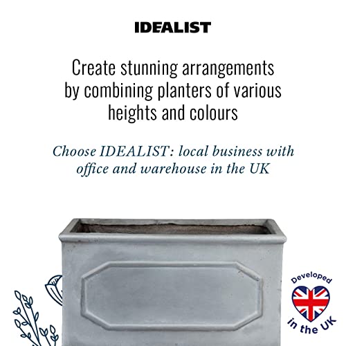 IDEALIST Outdoor Window Box 50 cm | Reinforced Stone Garden Planters with Drainage Holes | Leaden Grey Chelsea Windowsill Planter L50 W23 H23 cm, 15 litres