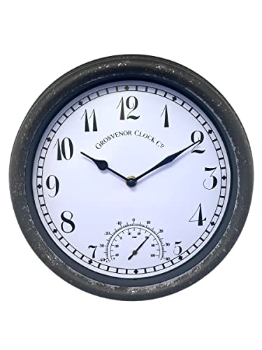 HH Home Hut Outdoor Garden Wall Clock Thermometer And Humidity Meter Ornament Weather Resistant 31cm