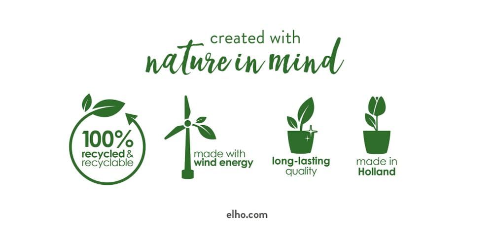 elho Brussels Round 22 - Flower Pot for Indoor - 100% Recycled Plastic - Ø 22.3 x H 20.6 cm - White/White