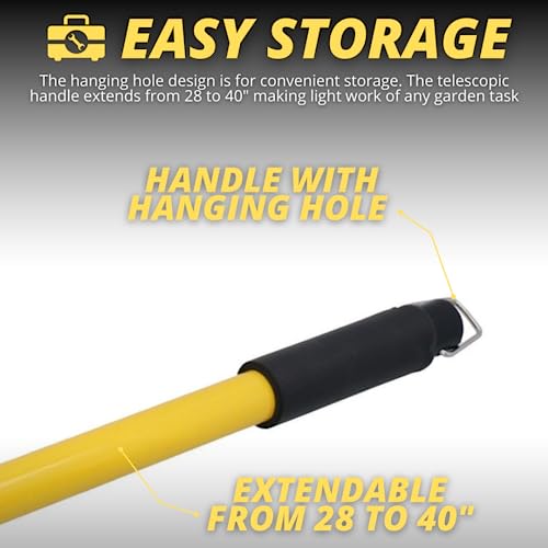 Garden Mile Telescopic Hand Held Trowel Cushioned Grip Handle with Hanging Hole Garden Tool Handy Digging Gardening Carbon Steel Head Indoor Outdoor Planting Patio Allotment Extends from 28" to 40"