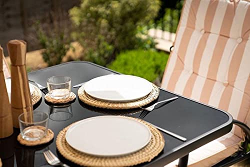 Hectare 6 Seater Garden Furniture Outdoor Table and Chair Set with Parasol Hadleigh Patio Table/Chair/Parasol Dining Furniture (Beige)
