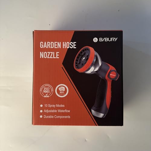 BIBURY Upgraded Garden Hose Spray Gun Set with Connector, 10 Adjustable Patterns Spray Nozzle with Thumb Switch, Anti-Slip Design, Perfect for Car Washing, Pet Showering, Cleaning, Watering Lawn