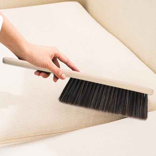 Zimoer Pack of 2 Hand Brush, Hand Sweep, Dust Brush, Soft Brush with Wooden Handle, Cleaning Brush, Suitable for Beds, Sofas, Furniture, Clothes and Whisks, Car, Holes on the Broom Handle for Hanging