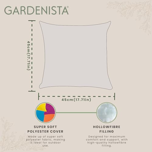 Gardenista Premium Garden Scatter Cushion | Water Resistant 4 Pack Square Rainbow Cushions | Outdoor Patio Rattan Chairs | Hollowfibre Filled Seating Furniture Pillow | Soft Comfy & Durable (45x45cm)