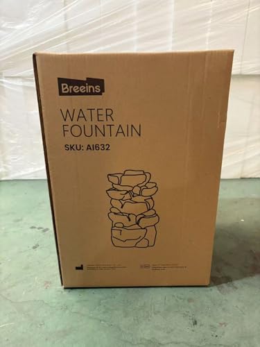 Garden Water Feature Decorate Cascading Tiered Water Fountain Pump Waterfall with LED Lights Indoor/Outdoor, Winding Rockery Waterfall, Dark Grey